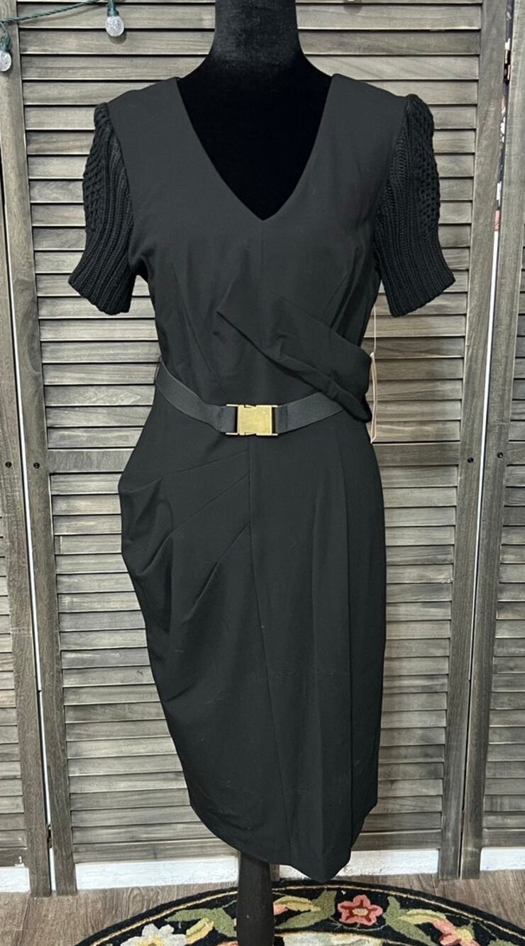 NUE by Shani NWT Built In Shapewear Black Sheath Dress 8 Cocktail Career